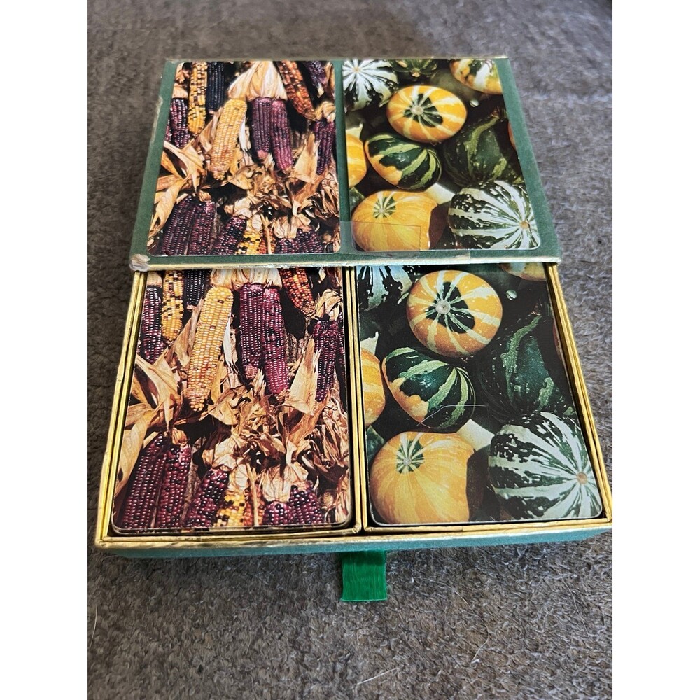 Vintage Congress Pinochle Playing Cards Set & Green Velvet Box 2 Complete Decks